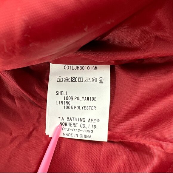 Bape A Bathing Ape NWT Men's Size XL Color Red Camo Shark Full Zip Softshell - Picture 8 of 16